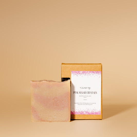 Pink Sugar Crystals Cold Processed Soap